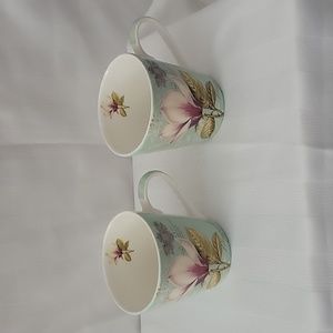 2 Pimpernel Fine Porcelain Vintage Toile Floral Colorful Tea Cups